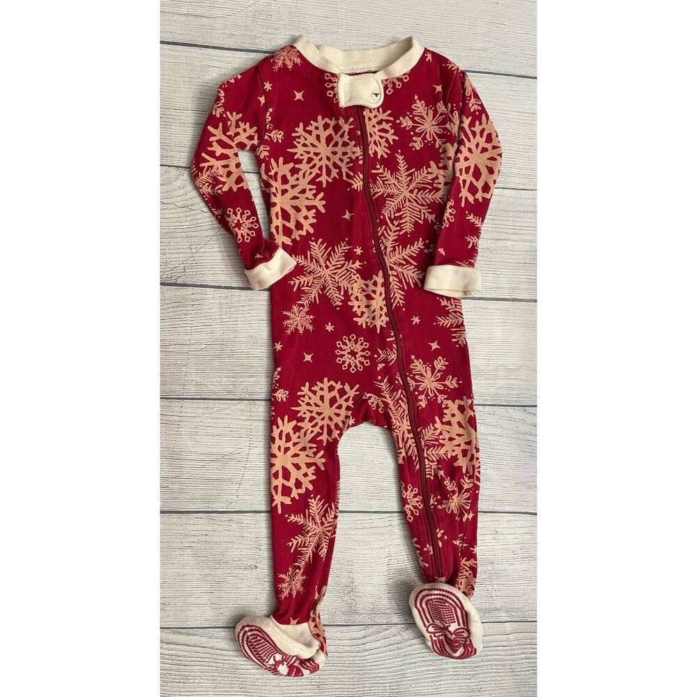 Burt’s Bees Baby Christmas Snowflake Footed Sleeper Pajamas, Size 6-9 months